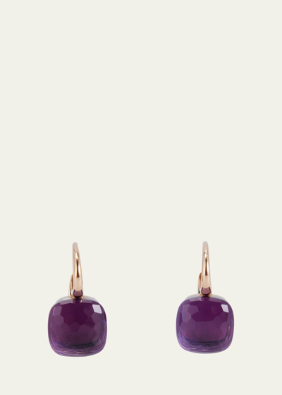 Pomellato 18k Gold Nudo Classic Drop Earrings With Amethyst In Blue