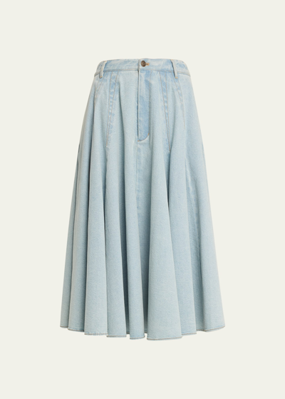 Jason Wu Circle-cut Denim Midi Skirt In Light Wash