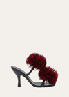 Bottega Veneta Adam Leather Two-band Pom Sandals In Dark Navy