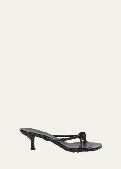 Bottega Veneta Blink Leather Knot Slide Sandals In Black