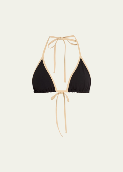 Totême Contrasting-border Triangle-cup Bikini Top In Black