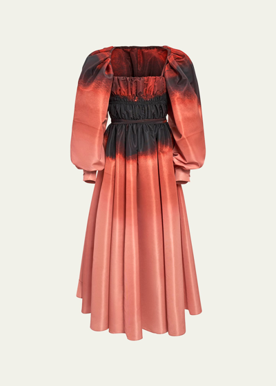 Altuzarra Andrea Gathered Ombre Dress With Shrug In Dusty Coral Colorscape