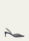 René Caovilla Rene Caovilla Carrie Crystal Embellished Slingback Pumps In Black Suede Cryst
