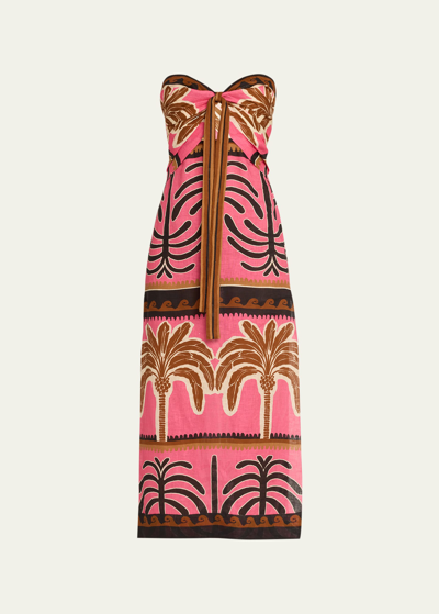 Johanna Ortiz Unexpected Symbolism Strapless Ankle Dress In Serengeti Pink