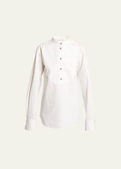 CHLOÉ COTTON POPLIN BLOUSE WITH CRYSTAL BUTTONS