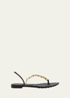 Bottega Veneta Leather Chain Toe-ring Flat Sandals In 1000 Black