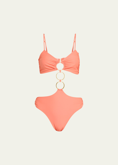 Ramy Brook Zayla Ring One-piece Swimsuit In Orangeade