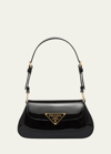 Prada Triangle Patent Leather Shoulder Bag In F03kj Nero R