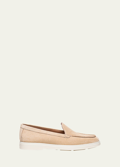 Santoni Yaltamoc Suede Slip-on Loafers In Beige