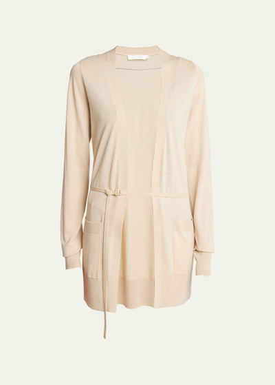 Chloé Open-front Wool Knit Cardigan In Hot Sand