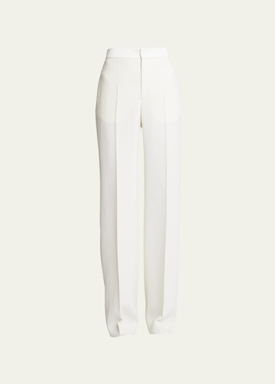 Chloé Textured Wool Crepe Wide-leg Trousers In White