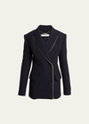 Chloé Wool Top Coat With Chain Detail In Ink Navy