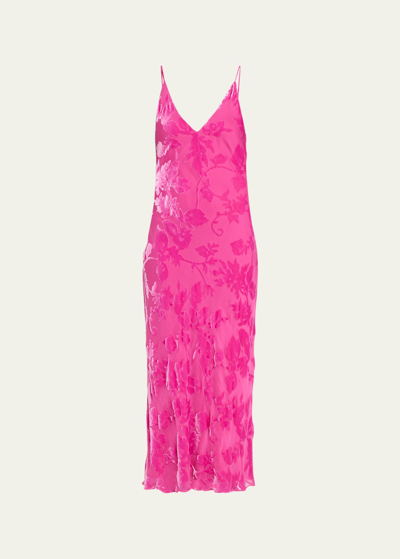 Josie Natori Sleeveless Burnout Velvet Nightgown In Dragon Fruit