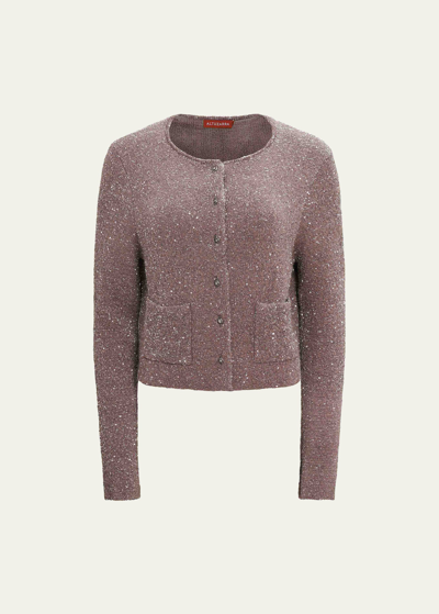 Altuzarra Welles Sparkle Knit Sweater With Buttons In Truffle