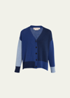 Marni Asymmetrical Length Cashmere Knit Cardigan In Ocean