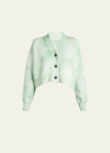 Alanui Magic Journey Tie-dye Wool Cropped Cardigan In Woodsage