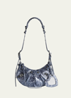 Balenciaga Cagole Xs Leopard Stud Hobo Shoulder Bag In 1423 Dark Grey