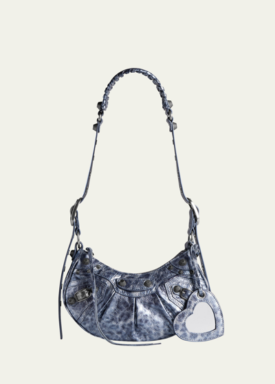 Balenciaga Cagole Xs Leopard Stud Hobo Shoulder Bag In 1423 Dark Grey