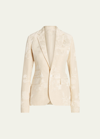 Ralph Lauren Parker Floral Jacquard Single-breasted Blazer Jacket In Butter