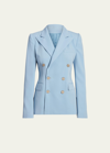 Ralph Lauren Camden Wool Gabardine Doble-breasted Jacket In Powder Blue