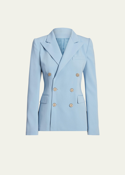 Ralph Lauren Camden Wool Gabardine Doble-breasted Jacket In Sky Blue