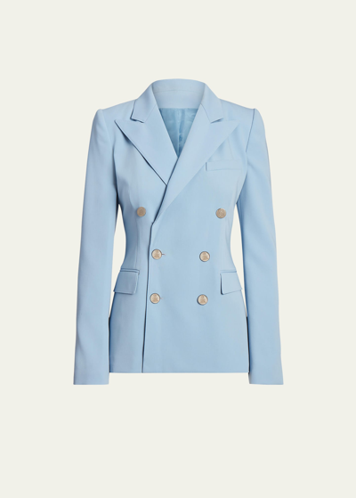 Ralph Lauren Camden Wool Gabardine Doble-breasted Jacket In Powder Blue