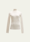 Courrèges Turtleneck Long-sleeve Rib Sweater In Heritage White