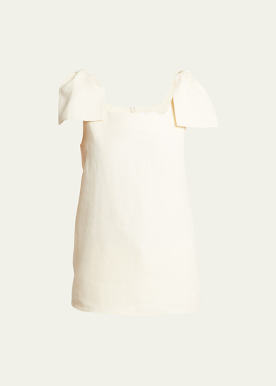 Chloé Tie-detailed Linen-canvas Tank Top In White