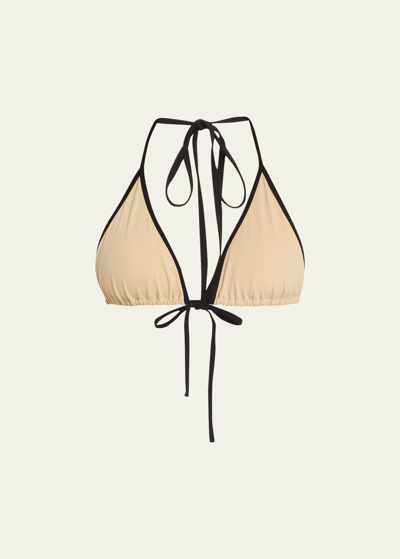 Totême Stripe Edge Triangle Bikini Top In Light Hay