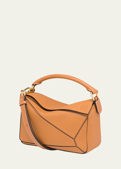 Loewe Small Puzzle Leather Bag In Tan