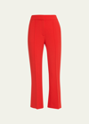 Veronica Beard Tani Straight Cropped Pintuck Pants In Flame