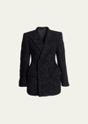Balenciaga Women's Tweed Button Up Jacket In Noir