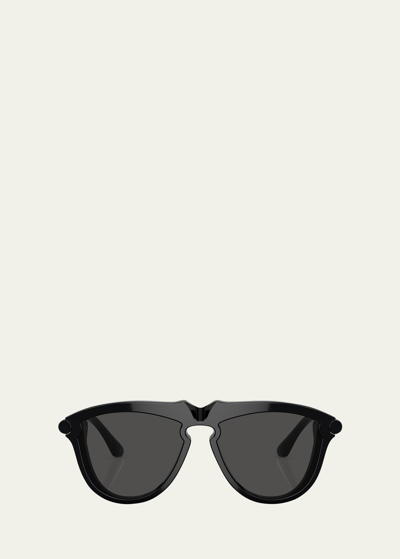 Burberry Be4417u Keyhole Acetate & Plastic Aviator Sunglasses In Black