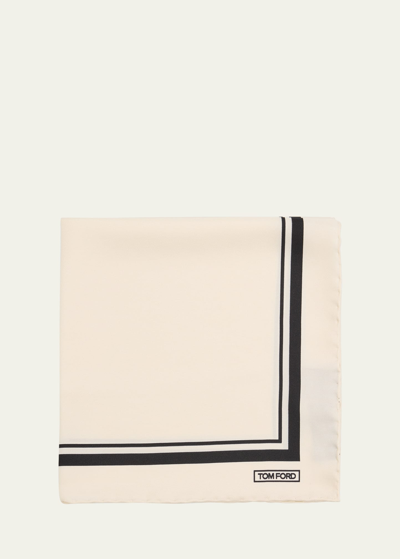 Tom Ford Men's Silk Pocket Square In Off White