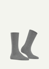 Falke Ribbed Cashmere-blend Boot Socks In Grey Mix