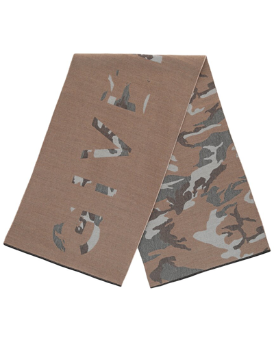 Givenchy Camouflage Wool Scarf In Brown