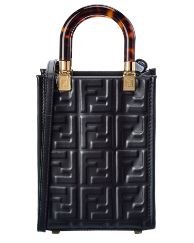 Fendi Woman Black Leather Mini Sunshine Handbag