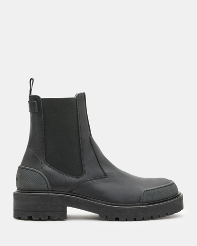 Allsaints Matrix Leather Work Chelsea Boots In Black