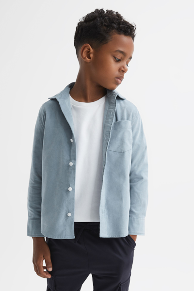 Reiss Kids' Albion - Soft Blue Junior Corduroy Cutaway Collar Shirt, Age 5-6 Years