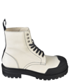 Marni Leather Combat Boots With Contrasting Seams In White