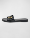 CHLOÉ MARCIE LEATHER BUCKLE FLAT SANDALS