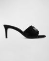 Tory Burch Eleanor Pave Medallion Slide Sandals In Perfect Black