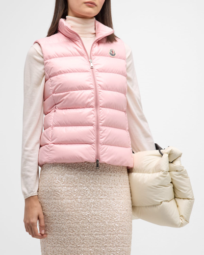 Moncler Ghany Shiny Quilted Puffer Vest In Mosaic Opal