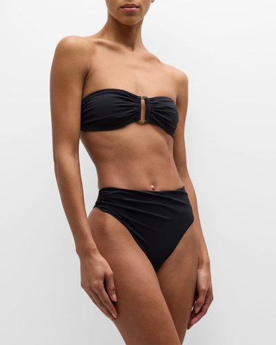 Anemos Strapless Tortoise Ring Bandeau Bikini Top In Black