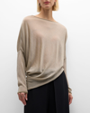 EMPORIO ARMANI DRAPED DOLMAN-SLEEVE ASYMMETRIC BLOUSE