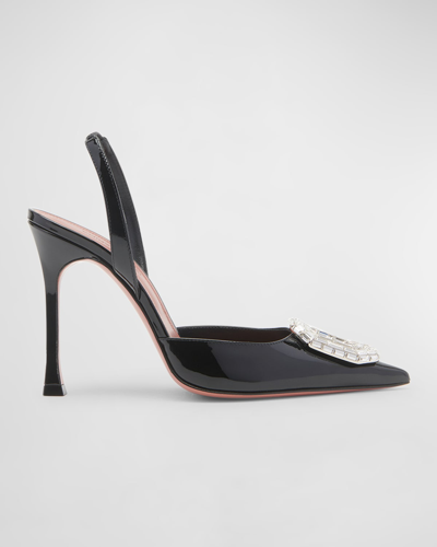 Amina Muaddi Camelia Ombre Patent Halter Pumps In Black