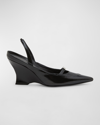 GIVENCHY RAVEN LEATHER WEDGE SLINGBACK PUMPS