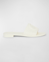 Moncler Mon Rubber Logo Flat Slide Sandals In White