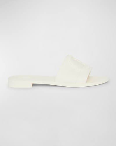 Moncler Mon Rubber Logo Flat Slide Sandals In White