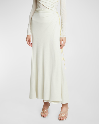 Nanushka Macea Knit Wrap Skirt In White Wax